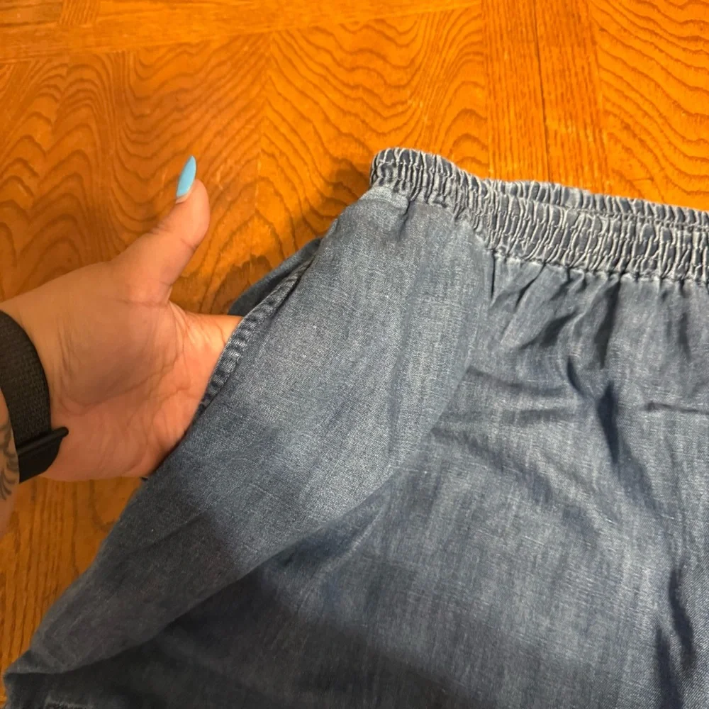 Lucy & Yak Rumi Cargo Denim Balloon Pants UK 24 or US 20 Elastic Waist Pull-on - Picture 10 of 15